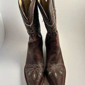 Tony Lama Dark Brown Embroidered Boots